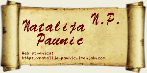 Natalija Paunić vizit kartica